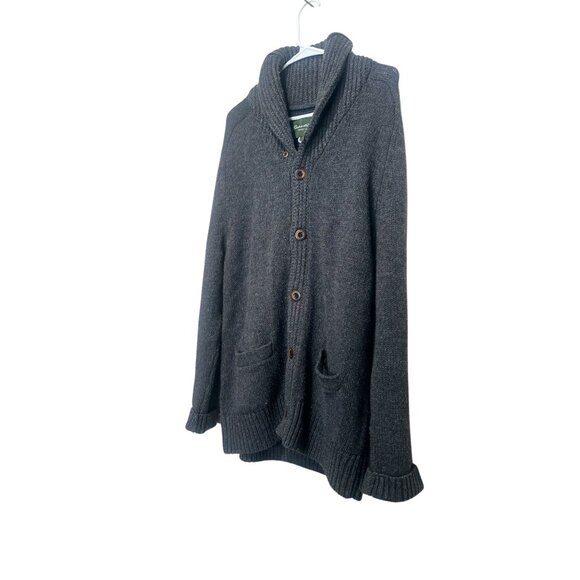 Eddie Bauer Wool Long Button Down Cardigan Mens Large Gray Shawl Collar Grandpa - Picture 13 of 15